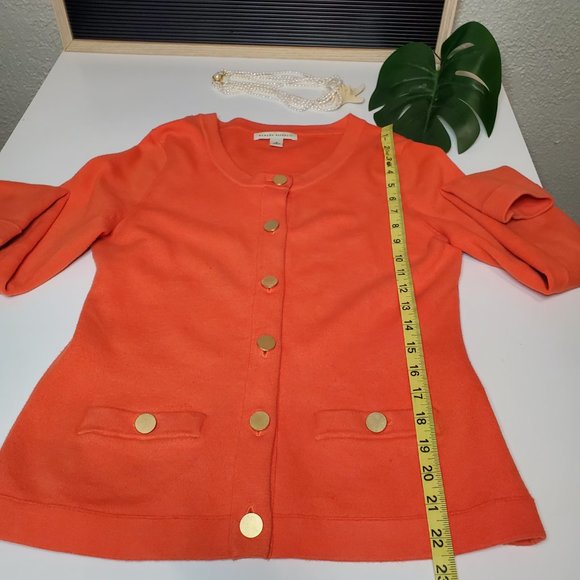 Banana Republic I ORANGE Sweater Cardigan w/Pockets and Gold Buttons Sz S - Picture 8 of 13